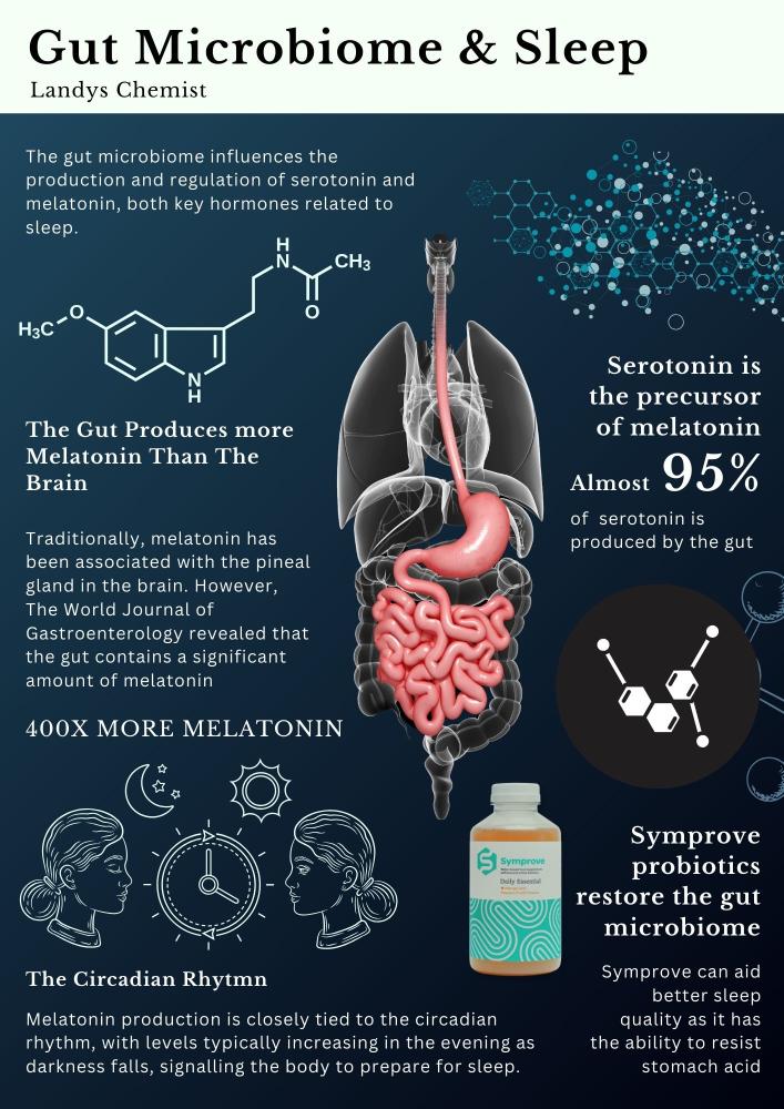 The relationship between gut health and sleep, infographic