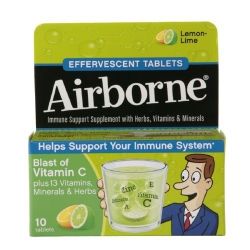 Airborne Effervescent Tablets Lemon Lime 10