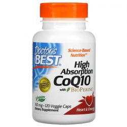 Doctor's Best High Absorption CoQ10 with BioPerine 100mg Vcaps 120