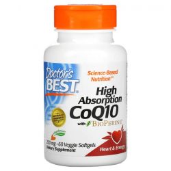 Doctor's Best High Absorption CoQ10 with BioPerine 200mg Veg Softgels 60