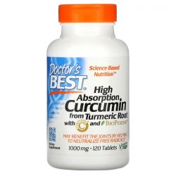 Doctor's Best High Absorption Curcumin From Turmeric Root with C3 Complex & BioPerine 1000mg Tabs 120