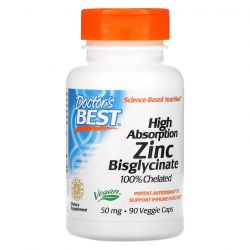 Doctor's Best High Absorption Zinc Bisglycinate 50mg Vcaps 90