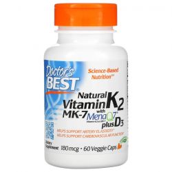 Doctor's Best Natural Vitamin K2 MK7 with MenaQ7 plus D3 180mcg Vcaps 60