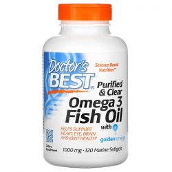 Doctor's Best Purified & Clear Omega 3 Fish Oil 1000mg Marine Softgels 120