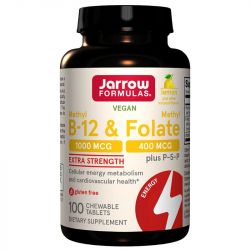 Jarrow Formulas Methyl B12 & Methyl Folate 400mcg Lemon Lozenges 100
