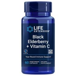 Life Extension Black Elderberry + Vitamin C Capsules 60