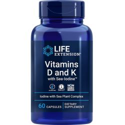 Life Extension Vitamins D and K with Sea-Iodine Caps 60