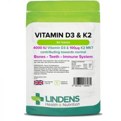 Lindens Vitamin D3 & K2 Tablets 90