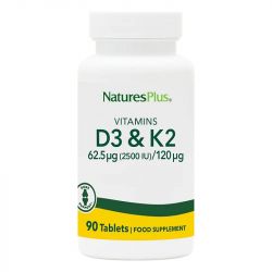 Nature's Plus Vitamin D3 2500iu with K2 120mcg VCaps 90