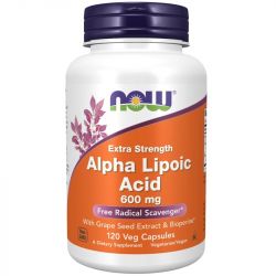 NOW Foods Alpha Lipoic Acid with Grape Seed Extract & Bioperine 600mg Capsules 120