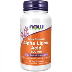 NOW Foods Alpha Lipoic Acid with Grape Seed Extract & Bioperine 600mg Capsules 60