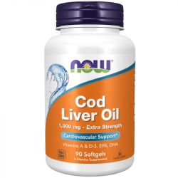 NOW Foods Cod Liver Oil 1000mg Extra Strength Softgels 90