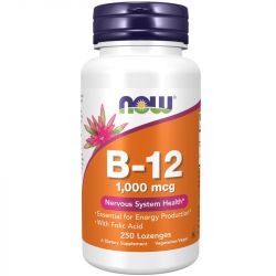 NOW Foods Vitamin B-12 with Folic Acid 1000mcg Lozenges 250
