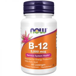 NOW Foods Vitamin B-12 with Folic Acid 5000mcg Lozenges 60