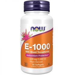 NOW Foods Vitamin E-1000 Natural Mixed Tocopherols Softgels 50
