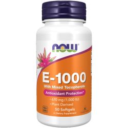 NOW Foods Vitamin E-1000 Natural Mixed Tocopherols Softgels 50