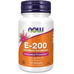 NOW Foods Vitamin E-200 Natural Mixed Tocopherols Softgels 100
