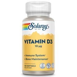 Solaray Vitamin D-3 10mcg (400iu) Softgels 120