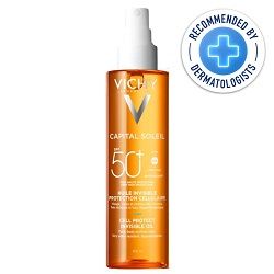 Vichy Captial Soleil Cell Protect Oil SPF50+ 200ml is recommended by dermatologists