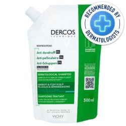 Vichy Dercos Anti-Dandruff Shampoo refill for Normal to Oily Hair 500ml recommended by dermatologists