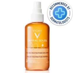 Vichy Ideal Soleil Tan Enhancing Solar Protective Water SPF30 recommended by dermatologists