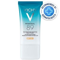 Vichy Mineral 89 72H Moisture Boosting Hyaluronic Acid Fluid SPF50+ 50ml dermatologist stamp