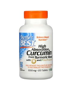 Doctor's Best High Absorption Curcumin From Turmeric Root with C3 Complex & BioPerine 1000mg Tabs 120