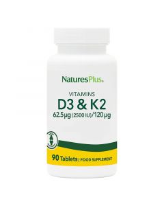 Nature's Plus Vitamin D3 2500iu with K2 120mcg VCaps 90