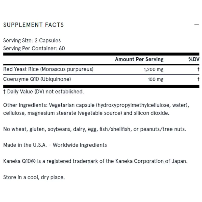 Jarrow Formulas Red Yeast Rice + CoQ-10 Caps 120 | Landys Chemist