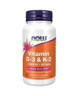 NOW Foods Vitamin D-3 & K-2 Capsules 120

