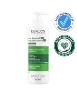 Vichy Dercos Anti-Dandruff Shampoo for Normal to Greasy Hair 390ml recommended by dermatologists