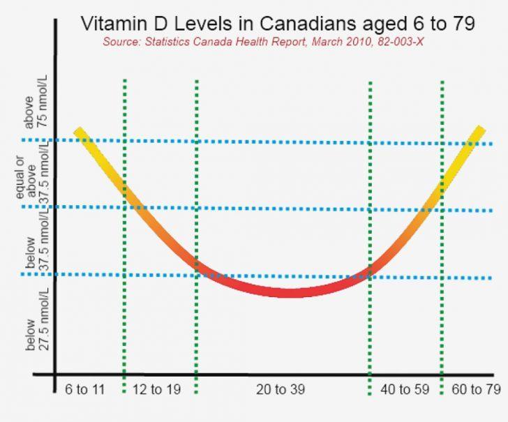 Average Vitamin D levels graph