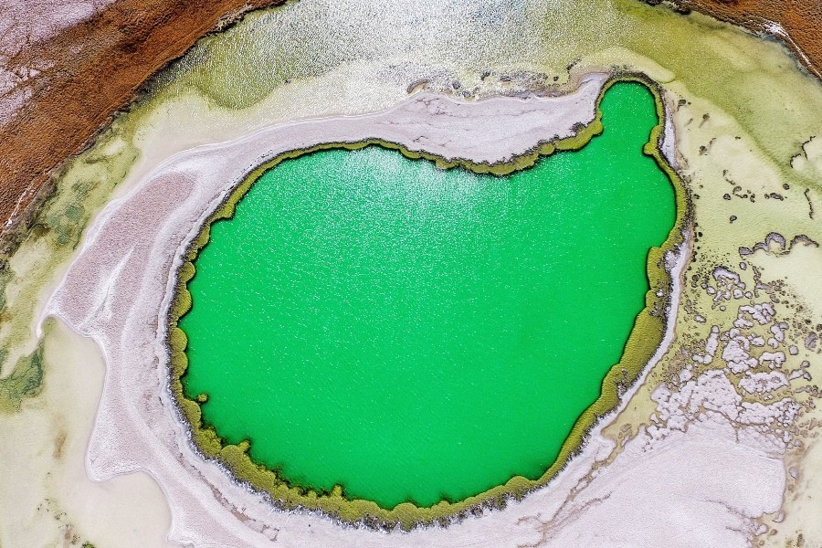 green lake in kidney shape